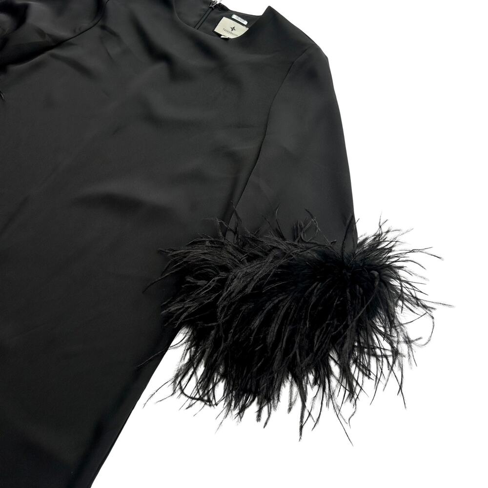 Tuckernuck Black Feather Jamie Dress Ostrich Feather Cuffs Size S - Picture 13 of 16